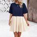 DiYun European And American Women's Clothing 2024 Spring/Summer Elegant Short-Sleeve Patchwork Dress_ecoleips.com