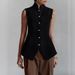 Women's Clothing Women's Elegant Sleeveless Top Vest Style Stand Collar Button Detail Spring Summer Waist Slit For Formal & Casual For Women_ecoleips.com