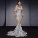 Women’s Clothing Show Bright Crystal Sequins Elegant Fishnet Dress Off Shoulder Wedding Dress_ecoleips.com