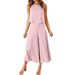 2023 New European American Women's Summer 2-Piece Outfit: Round Neck Top And Short Solid Color Wide-Leg Pants Set_ecoleips.com