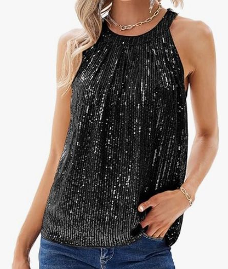 2026 Independent Station European And American Spring/Summer Women's Halter Round Neck Top Sequined Fashion_ecoleips.com