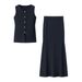 Women's Clothing Summer Fashion Slim Vest Solid Color Slim Hip Two Piece Knitted Long Skirt Suit_ecoleips.com