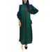 Women's Loose Long Hand-Cranked Flower Solid Color Miyake Pleated Dress_ecoleips.com