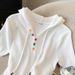 Summer New Arrival White Hooded T-Shirt Short Sleeved Ice Silk Knit Top Women's Stylish Clothing_ecoleips.com