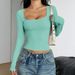 Diyun Cross-Border European And American Y2K Hot Girl Style Solid Color Long Sleeve Tank Top T-Shirt Women's Clothing_ecoleips.com