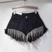 2023 Summer New Pink Denim Shorts For Women With Heavy Rhinestone Design, High Waist, Slimming, Trendy A-line Hot Pants_ecoleips.com