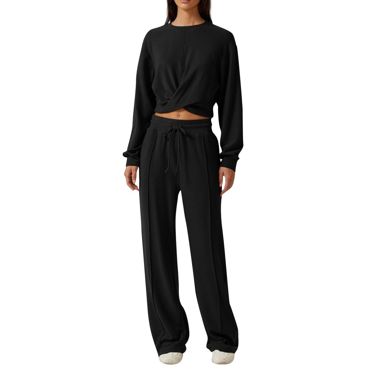 Aria Basics Aria Basics New European American Style Cross-border Bestseller: Spring-summer Women's 2-piece Sportswear Set With Front-fold_ecoleips.com
