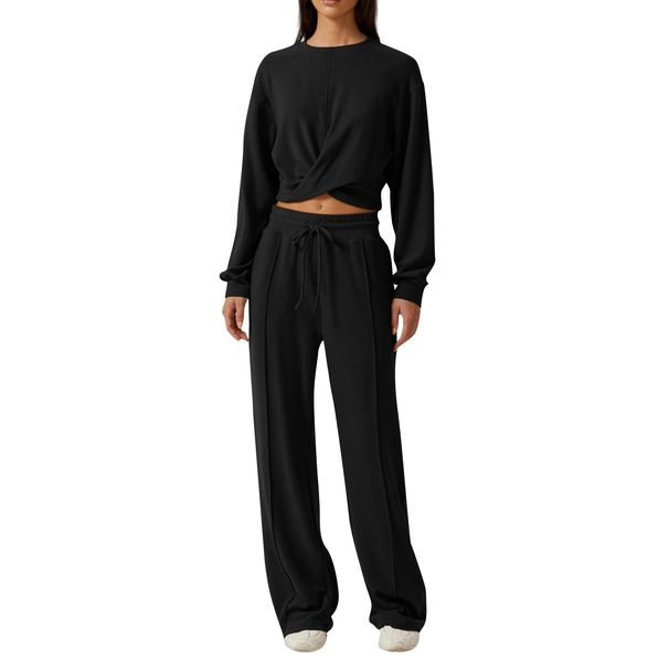 Aria Basics Aria Basics New European American Style Cross-border Bestseller: Spring-summer Women's 2-piece Sportswear Set With Front-fold_ecoleips.com