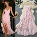 Women's French Style Spaghetti Strap Long Dress Sweet And Innocent Ruffled Waist Crossover Backless Summer Vacation Dress_ecoleips.com