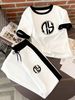 Casual Short Sleeve T-Shirt & Lounge Pants Set – Soft Cotton Two-Piece Outfit For Women (Black/White, S-XL)_ecoleips.com