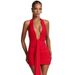 Women's Sexy Deep V Neck Backless Halter Neck Dress Leopard Print Slim Fit Bodycon Skirt Autumn Winter New_ecoleips.com