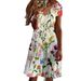 Summer Women's Digital Print Dress V Neck Short Sleeve Casual Elegant Fashion Thin Suitable American Style_ecoleips.com