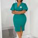 Women's Clothing Lantern Sleeve Summer V Neck Fashion Hip Wrapped Dress_ecoleips.com
