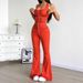 AD397 European American Style 2025 Summer New Fashion Sexy Ruched Halter Neck Waist-cinching Tank Top And Long Pants Set_ecoleips.com
