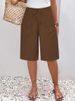 K New Women's Pocket Casual Five Quarter Shorts Mid Length Pants_ecoleips.com