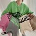 Women's Clothing chic stylish printed letters casual knitted sweater loose candy color versatile thick warm women_ecoleips.com