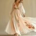 Elegant 3D Print Maxi Dress V-Neck Long Sleeve Flowy Chiffon A-Line Women's Casual Party Long Dress_ecoleips.com