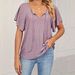 Women's Casual Fashion T-Shirt With Eyelet Lace-Up Neck Flutter Sleeves, Polka Dot European And American Style, Short_ecoleips.com