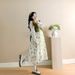Spring New Korean Fashion Printed Embroidered Vest Two-Piece Maternity Dress_ecoleips.com