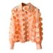 Verve French Court Style 3D Floral Stage Outfit Women's Chiffon Shirt Hollow Lantern Sleeve Fashionable Mesh Blouse For Women_ecoleips.com