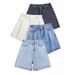 Women's Clothing Cotton Elastic Large Size Denim Shorts Women Summer Thin Style Net Celebrity Slim Loose High Waist A Wide Leg Shorts Women_ecoleips.com