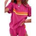 Women's Clothing New Home Suits Simple Style Contrast Color Fashion Casual Suits_ecoleips.com