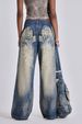 Women's Clothing Washed Old Gradient Wings Printing Retro New Loose Wide Leg Denim_ecoleips.com