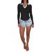 DiYun European American Casual Vacation Patchwork Long-sleeve Solid Color Top T-shirt Women's Clothing 2025 Autumn And_ecoleips.com