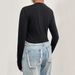 Voya Women's 2026 Autumn And Winter Solid Color Slim Fit Ultra Short Half High Neck Long Sleeved T-shirt American Street Top_ecoleips.com