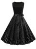 Black White Polka Dot Summer Dress Women Sleeveless Vintage 50s 60s Party Office Dresses_ecoleips.com