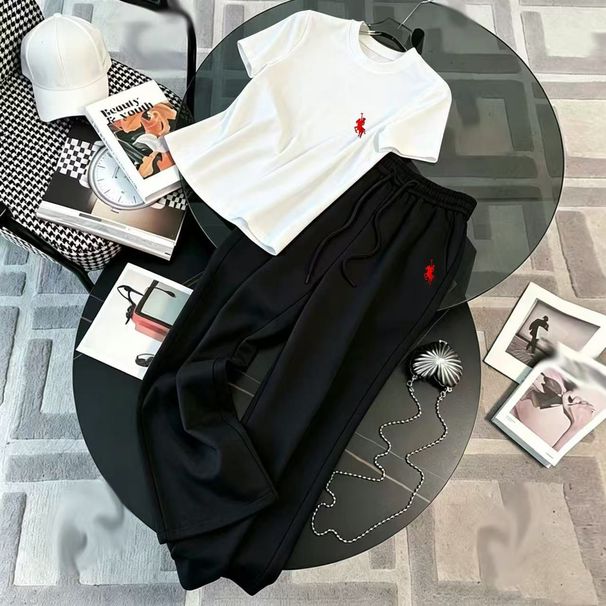DR Women's Clothing Casual Clothing Set 2026 New Wide Leg Sporty Mid Waist Loose Drawstring Straight Leg Trousers And Men's T-Shirt_ecoleips.com