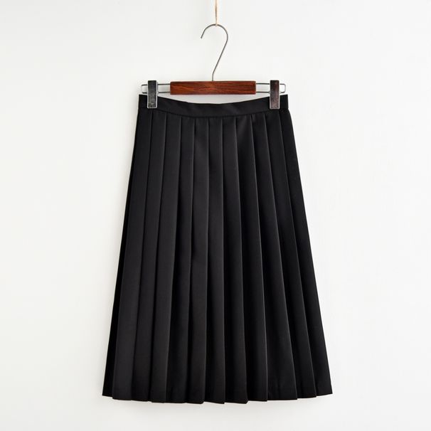 Japanese Academy Style Midi Pleated Spring Autumn Half Women High Waist JK Uniform Skirt_ecoleips.com