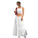 Women's Fashion 2025 New White Elegant Midi With Tie Loose Long Skirt For Women_ecoleips.com