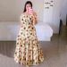 2025 Cross-Border New Spring Summer European And American Women's Floral Fashion Off-Shoulder Long Printed Dress_ecoleips.com