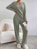 Cozy Ribbed Lounge Set – Oversized V-Neck Top & Straight-Leg Pants, Relaxed Two-Piece Outfit For Women (Fall/Winter Edition)_ecoleips.com