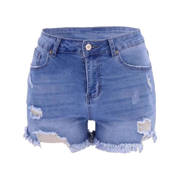 Women's High-Waisted Ripped Denim Shorts – Stretch Comfort, Distressed Style & Trendy Frayed Hem_ecoleips.com