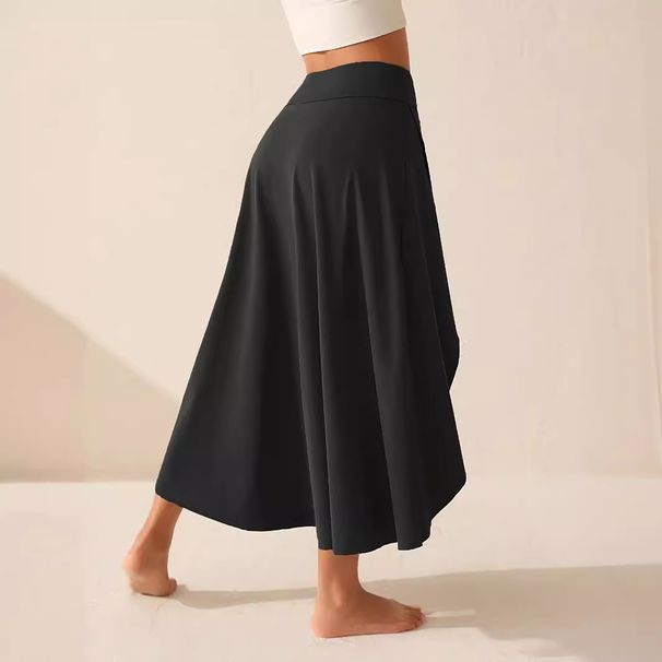 Women's Elegant Ruffled Drape Midi Skirt European American Style Cross Border Solid Color Fashion Irregular Bottoms_ecoleips.com