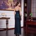"Sparkling Sequined Evening Gown – Slim Fit Spaghetti Strap Dress With High Slit"_ecoleips.com