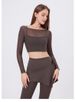 K Fake Two-piece Mesh Sports T-shirt For Women With Long Sleeves And A Chest Pad, Yoga Outfit, Crop Top, Quick-drying, Slim Fitness Clothing._ecoleips.com