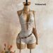 Women's Floral Lace Jumpsuit Deep V Neck Sexy Halter Neck Holiday Party Clothing European American Style_ecoleips.com