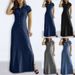 Women's Clothing Women's Long Skirt Shirt Collar Slit Big Swing Skirt Large Size Casual Denim Dress_ecoleips.com