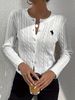Oversized Button-Up Cardigan – Chunky Cable-Knit Open Front Sweater In Soft Polyester, Lightweight & Breathable For Fall Layering (White, S-XL)_ecoleips.com