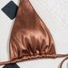 Shiny Metallic Brown Two Piece Bikini Set Women Halter Tie Triangle Top Side Tie Cheeky High Cut Swimsuit Summer Beach Bathing Suit_ecoleips.com