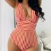 Aria Basics New European And American Style Triangle One-piece Swimsuit, Sexy Striped Swimsuit Women, Multi-color Printed Bikini For_ecoleips.com