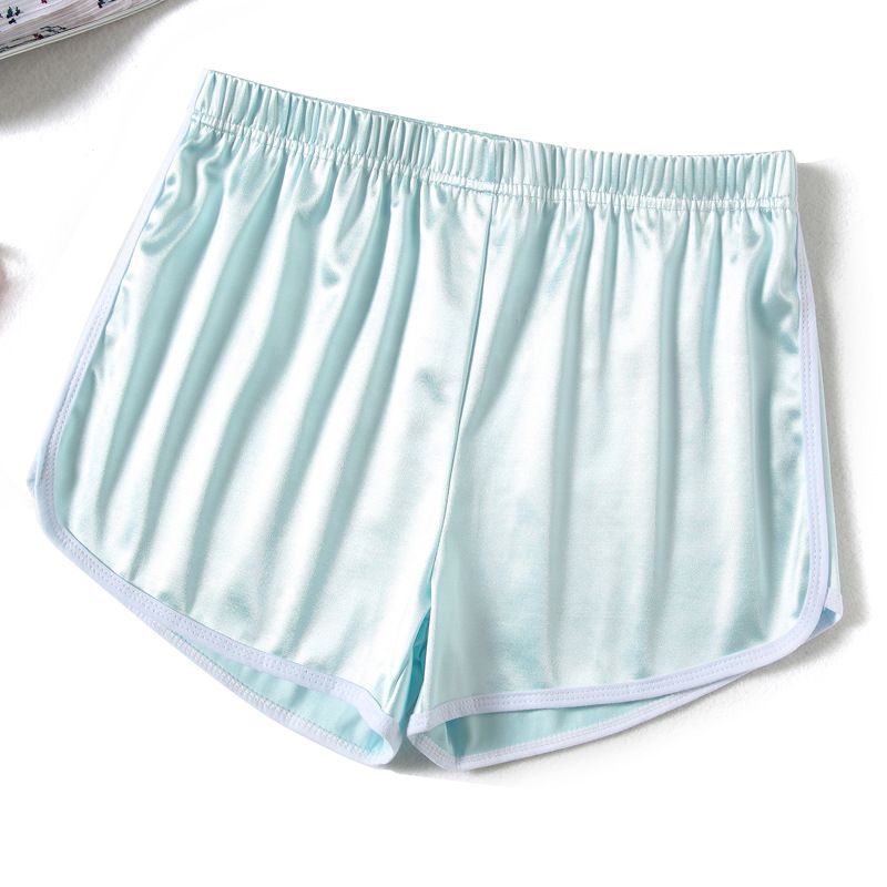 2025s Women's 2025 Summer New Fashion Versatile Smooth Satin Elastic Waistband Sports Shorts_ecoleips.com