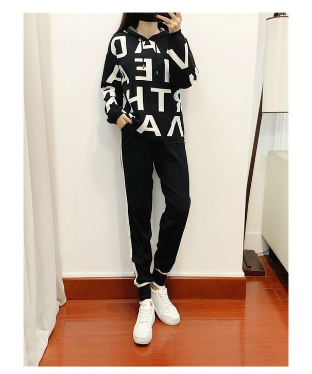 K Women's Fashion Casual Sports Two-piece Set; Knitted Suit;_ecoleips.com