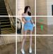 Hong Kong Style Sexy Women's Short + High Waist Skirt S1367 Tube Top Two-Piece Set_ecoleips.com