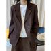 Louvre Early Spring New Paris Retro Design Symmetrical Pocket Suede Blazer Loose Fit Crisp Jacket For Women_ecoleips.com