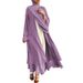 Muslim Dress Women Elegant Chiffon Layered Kimono Dress With Flared Sleeves – Solid Color A-Line Maxi Dress For Women_ecoleips.com