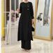 Muslim Women's Clothing Two Piece Set Fashion Elegant Solid Color Side Split Long Shirt Wide Leg Pants Abaya_ecoleips.com